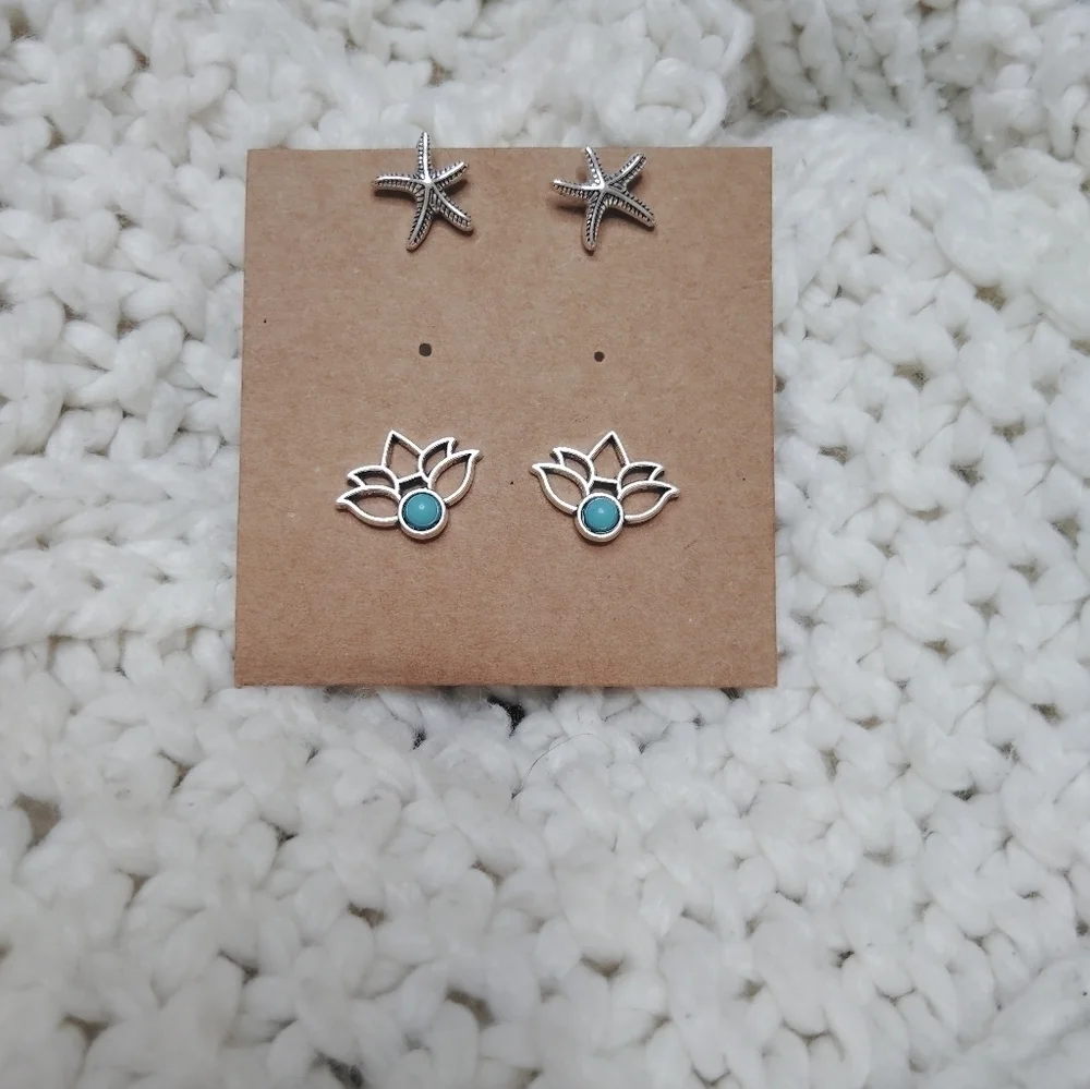 2 for 25$ Silver and Turquoise womens Earrings Set